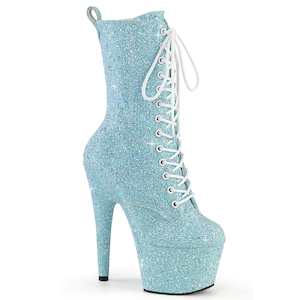 Womens Mid Calf Boots: ADORE-1040GR Baby Blue Multi Glitters/Matching