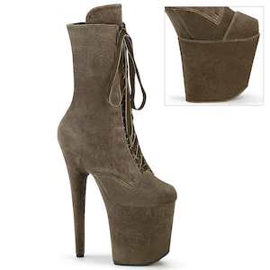 Womens Mid Calf Boots: FLAMINGO-1045VEL Khaki Velvet/Khaki Velvet