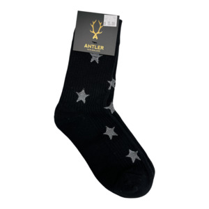 Winter: Antler Black Star Sock