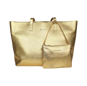 Kathryn Wilson: Loulou Zip Tote Bag By Kathryn Wilson - Gold Pebble