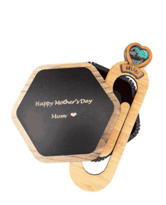 Frontpage: Mothers Day Gift Set - Paua Heart Hexagonal Box & Mums Paua Heart Book Clip