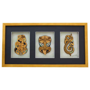 Premium Large Triple Carving Maori Artwork
