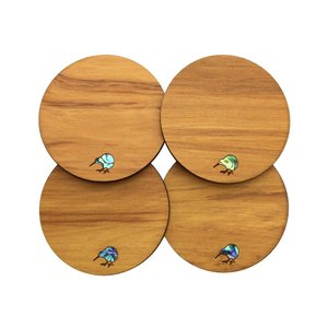 Ws Rimu Coaster Set: Paua Kiwi Rimu Coaster Set (WS)
