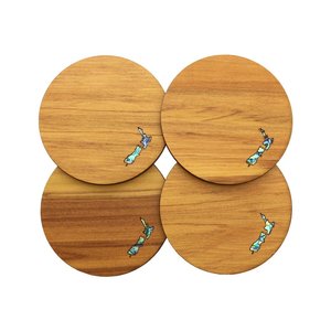 New Zealand Paua Rimu Coaster Set (WS)