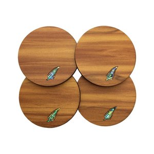 Ws Rimu Coaster Set: Fern Paua Rimu Coaster Set (WS)