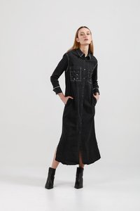 Kinney: Kinney Remi Long Shirt Dress - Dark Denim