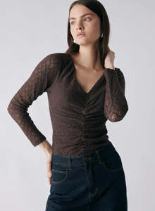 Wish The Label: Esmaee Exile Lace Top - Carob