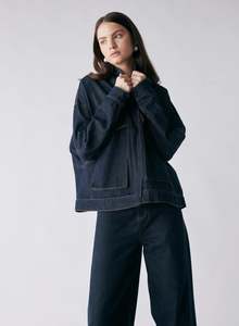 Wish The Label: Esmaee Central Denim Jacket - Dark Denim