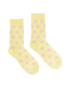 Kathryn Wilson Socks - Yellow/Pink Petals
