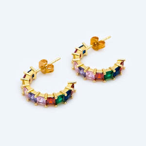 99 Under Sale: Crystal and Cord Alora Half Hoop Gold-Tone Earrings
