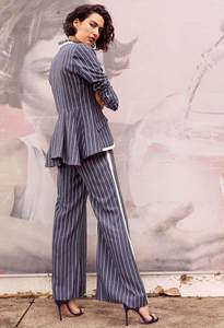 Once Was Castro Contrast Trim Lyocell Wide Leg Pants