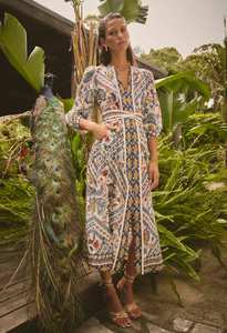 Once Was: OnceWas Alexis Silk Cotton Midi Dress - Petinos Floros