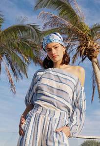 OnceWas Positano Viscose Top In Sorrento Stripe