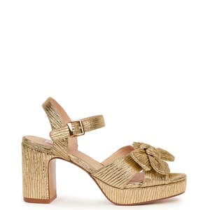 Kathryn Wilson: Kathryn Wilson Zsa Zsa Heels - Gold Pleats