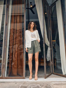 Mos Mosh: Mos Mosh El Linen Shorts - Dusty Olive