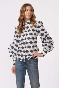 Yvonne Bennetti: Yvonne Bennetti Delancy Shirt - Navy/Ivory