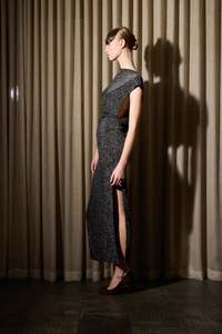 399 Under: Knuefermann Mykie Silver & Black Lurex Dress Herringbone