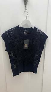 Cable Melbourne Shadow Lace Knit Top - Black