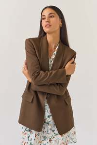 Black Friday 2025: Tuesday Label Longline Blazer - Bitter Chocolate