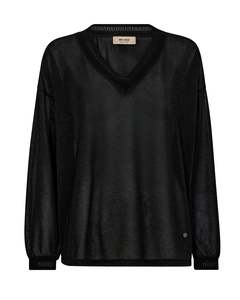 Mos Mosh Kilana LS V-Neck Blouse - Black