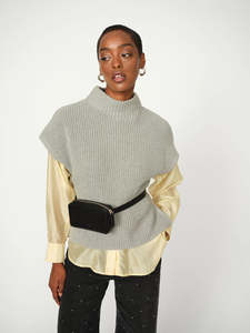 Mos Mosh: Mos Mosh Biola Bine Knit Vest - Grey Melange