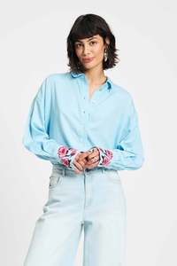 Pom: Pom Melange Blouse - Sky Blue