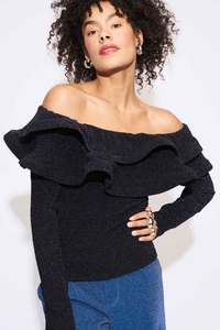 Pom Glitter Noir Top - Black