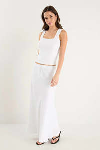 199 Under: Among The Brave Summit Tie Waist Bias Maxi Skirt - White