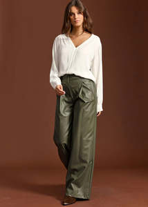 Lauren Vidal Misha Faux Leather Pants - Green