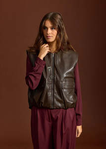 Lauren Vidal: Lauren Vidal Owen Sleeveless Vest - Coffee