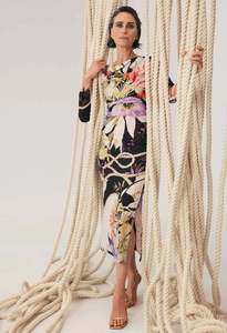 Once Was: OnceWas Jayden Cupro Viscose Stretch Dress - Tangled Blossom