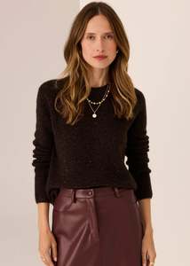 Outerwear: Pol Zane Knit Baby Sequin - Choc