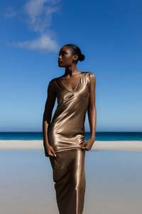 399 Under: Knuefermann Halston Dress - Bronze