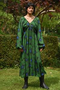 Euro Summer: Cooper Pretty In Puff Dress - Green Floral