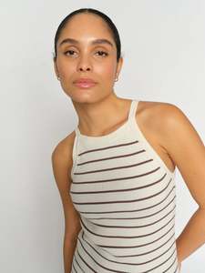 Mos Mosh Imanja Caliz Stripe Knit Top - Coffee Quartz