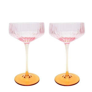 Cocktail Glasses Pink & Amber Ombre
