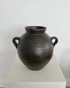 Vases: Medium 19th Century Spanish Catalan black clay jug