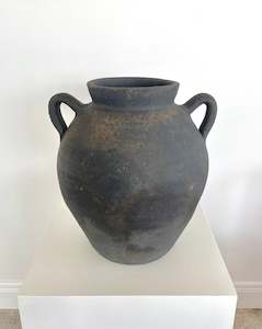 Vases: Large 19th Century Spanish Catalan black clay jug