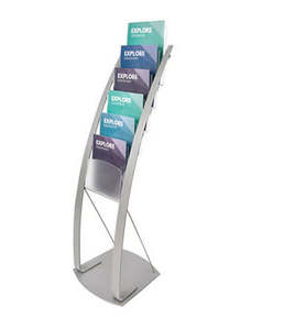 Brochure Holders Floor Standing: Brochure / Magazine Stand Silver 6 Tier
