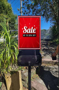 Hospitality Freestanding Sign Menu Holders: Freestanding A4 Sign Holder with Hand Sanitizer Bottle Holder