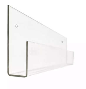 Wall Mounted Brochure Leaflet Holders: Wall Mounted  400mm Clear Acrylic U Fold Display Holder