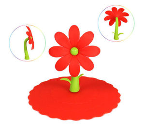 Red Flower Cup Cover. Food grade silicone to protect your drinks from dust and f&hellip;