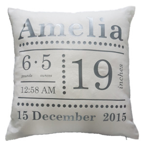 Personalised Birth Announcement Cushion - cream shopJESS