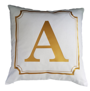 Personalised Single Letter Cushion with border - white shopJESS