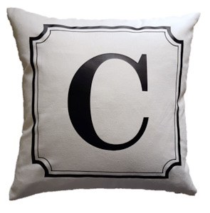 Personalised Single Letter Cushion with border - cream shopJESS