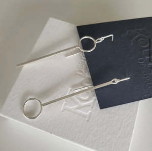 Products: Sterling Silver Long Bar with Circle - earrings