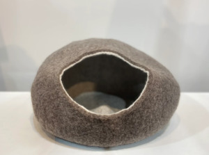 Pets: Felted Wool Cat Cave - Natural Brown