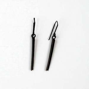 Sterling Silver, Black Oxidation, Long Line Earrings