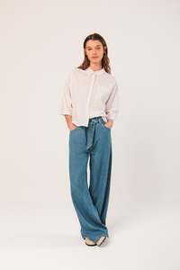 Boxy Cropped Poplin Shirt