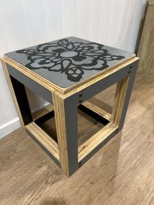Hand painted stools or side tables by 'Marcia Scott"